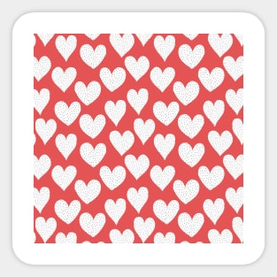 White Spotted Hearts On Red Sticker